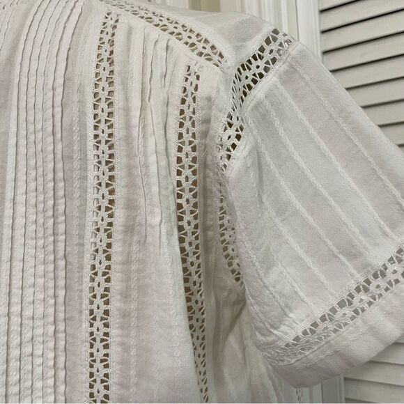 Lucky Brand White Lace Details Buttoned Down Flowy Shirt Sz-XS - Picture 8 of 15